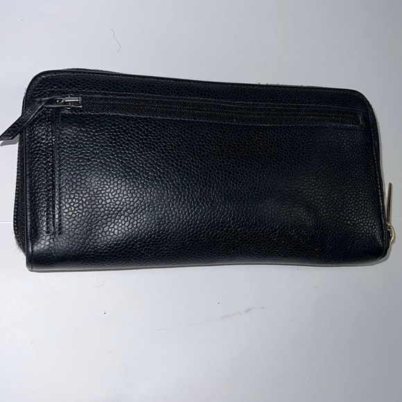 Chanel Classic Black Caviar Leather Long Clutch Zip Around Wallet - Picture 4 of 16